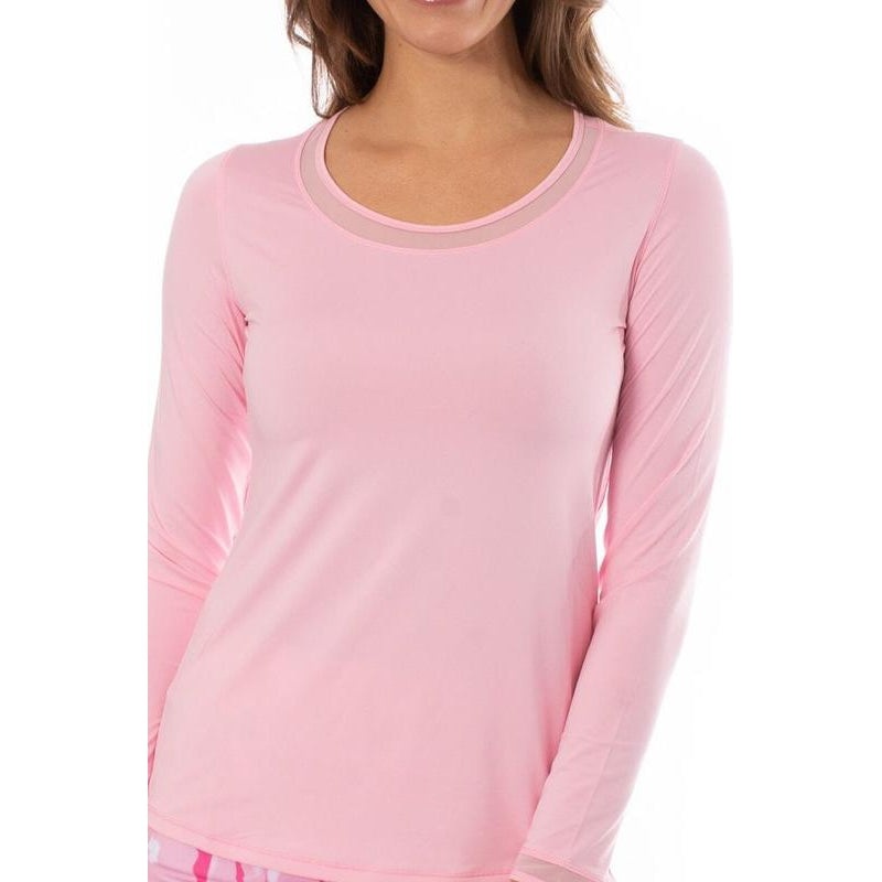 Golftini L/S Mesh Trim Top – Light Pink