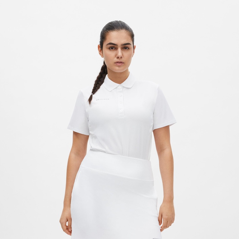 Rohnisch Women’s Short Sleeve Polo with Textured Panels in White