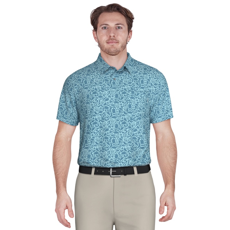 Men’s Sea Life Print Golf Polo with Chest Pocket