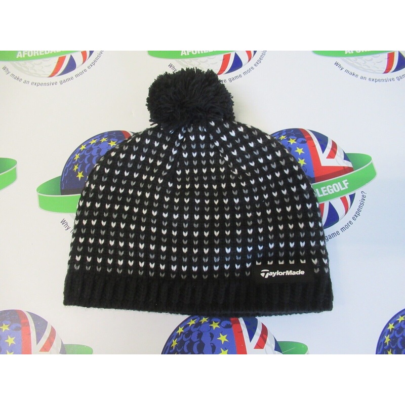 Taylormade Fleece Lined Autumn/Winter Pom Beanie Black/Grey/White