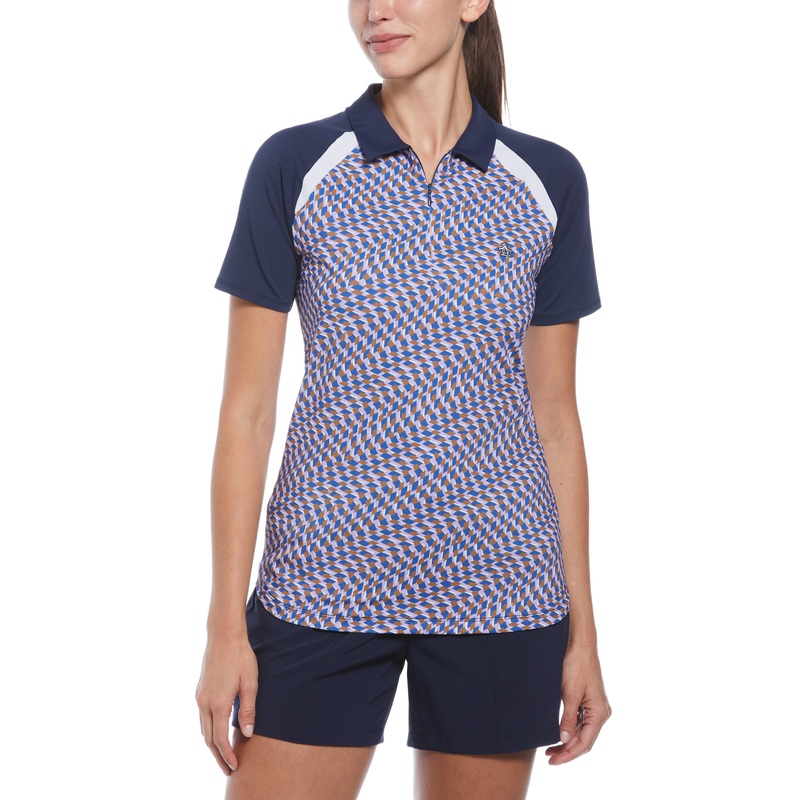 Women’s Color Block Optical Print Polo Shirt