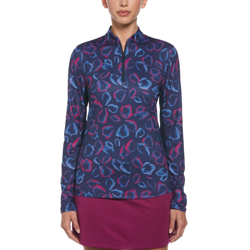 Women’s Petal Print Sun Protection 1/4 Zip Golf Shirt