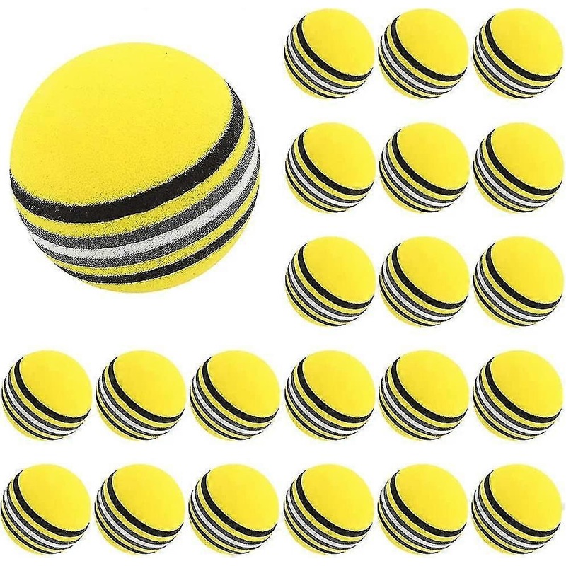 20 Pcs Foam Golf Practice Balls – Sponge Golf Training Ball Rainbow Sponge Ball Soft For Indoor Or Outdoor Training, Yellow