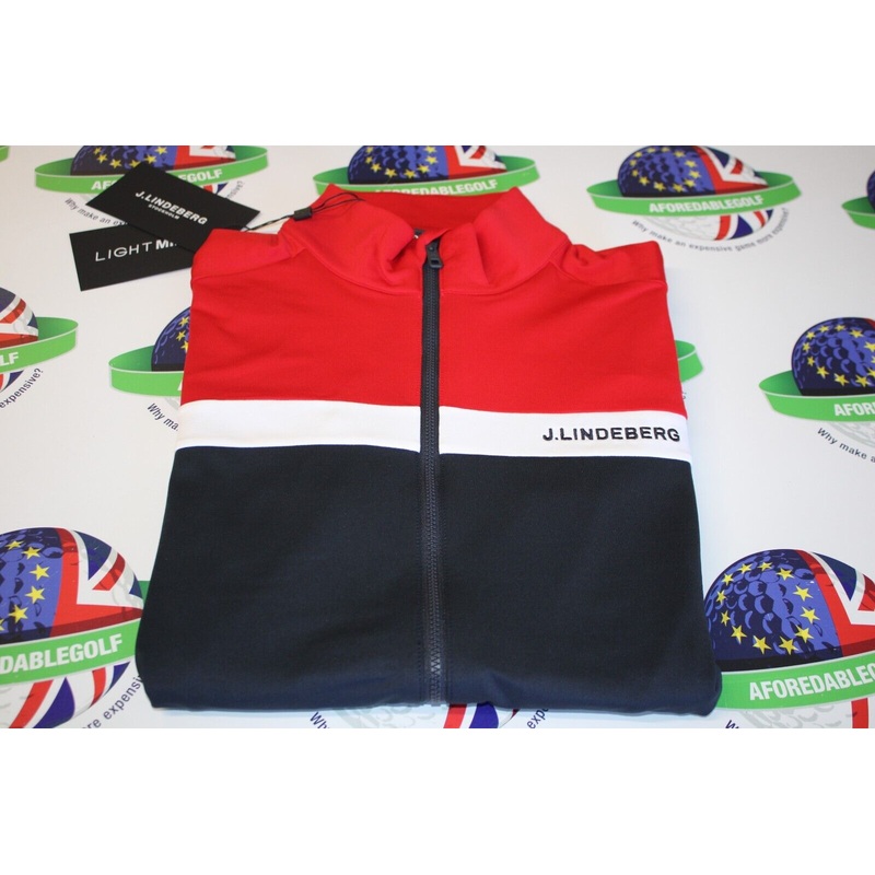 J.Lindeberg Jarvis Full Zip Mid Layer Barbados Cherry UK Size Medium