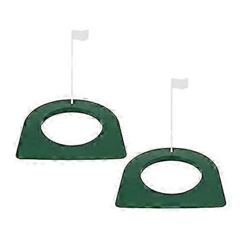 2 Piece Golf Putting Practice Aids with Flag Cup and Hole for Training Mat