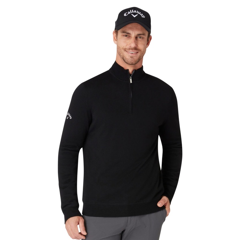 Callaway Mens Black Thermal Windstopper Merino Blend Sweater