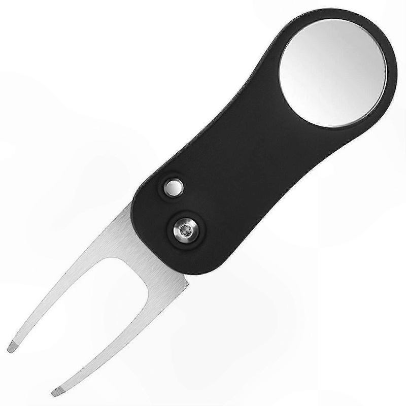 Stainless Steel Divot Repair Tool with Folding Design for Golf Practice Green Outdoor Use Black Finish