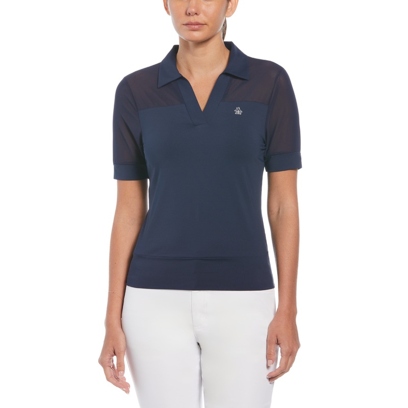 Women’s Mesh Blocked Half Sleeve Golf Polo Shirt