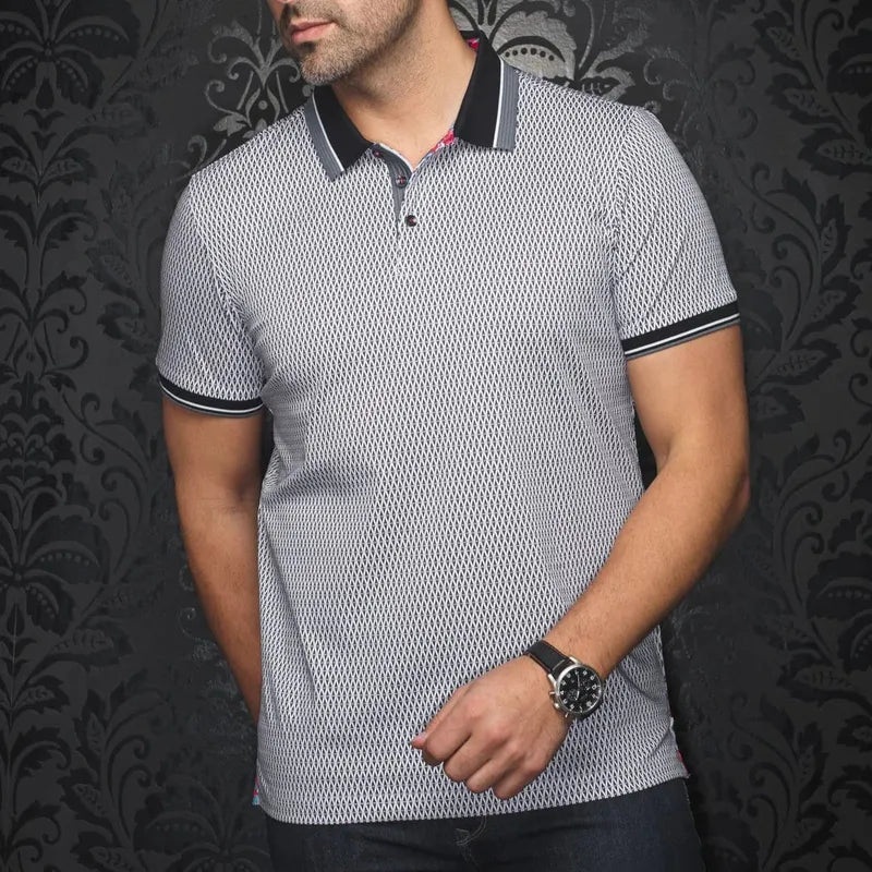 Au Noir Men’s Benz Polo – White/Black