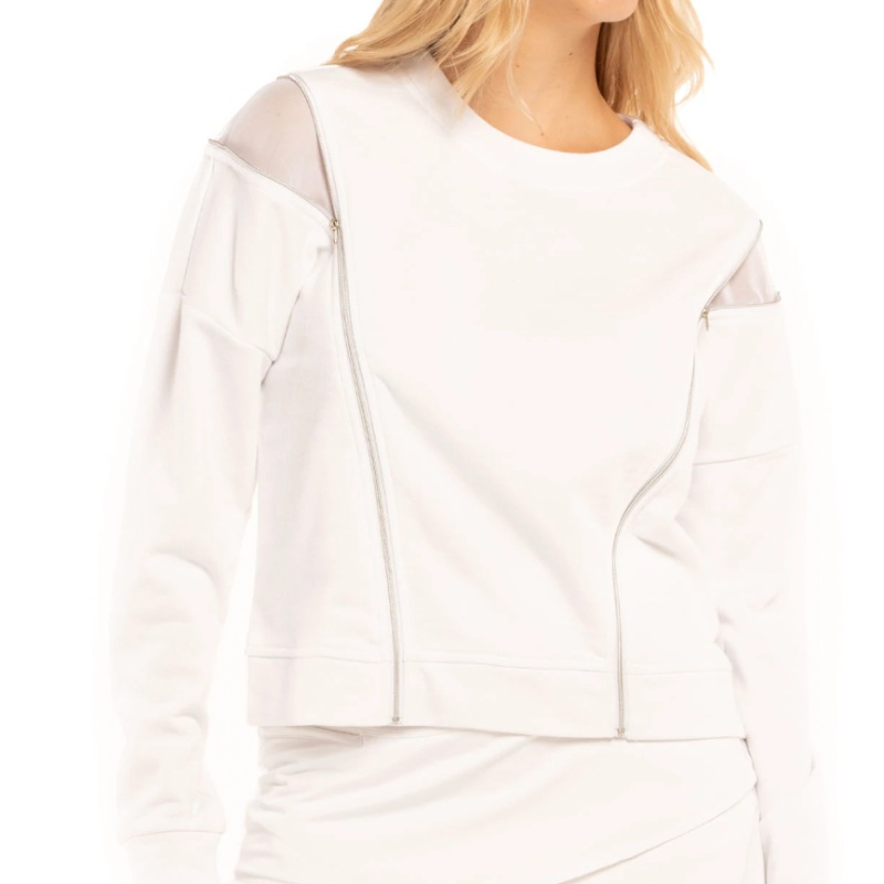 Lucky In Love Zips L/S Top – White