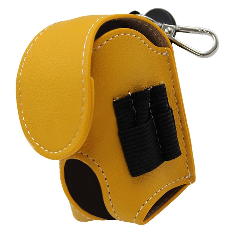 PU Leather Golf Ball Carry Bag Waist Pouch with Hook Golf Accessory black