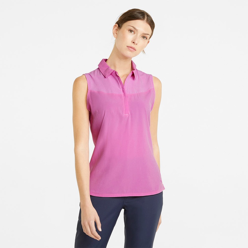 Puma Ladies Sleeveless Mesh Panel Golf Polo – Last One XS Only Left