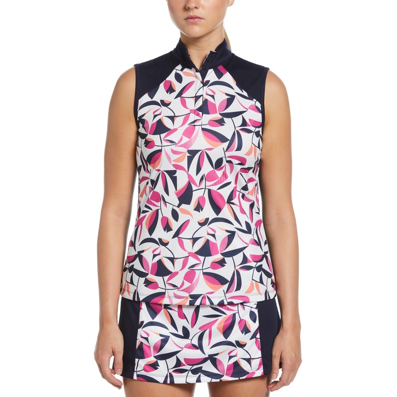 Women’s Cutout Floral Print Golf Polo