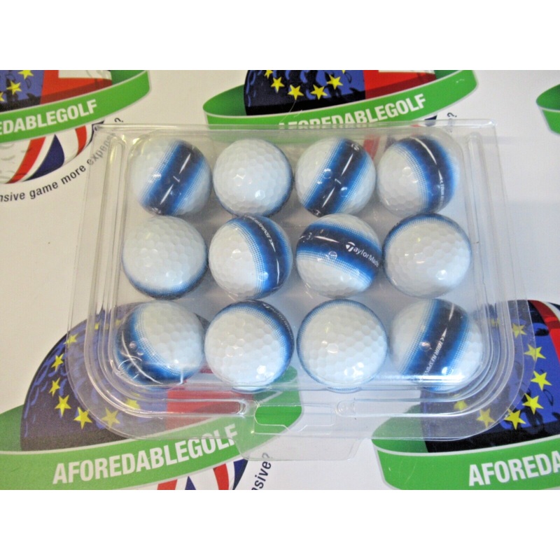 12 Taylormade Tour Response Stripe White/Blue Golf Balls Pearl/Pearl 1 Grade