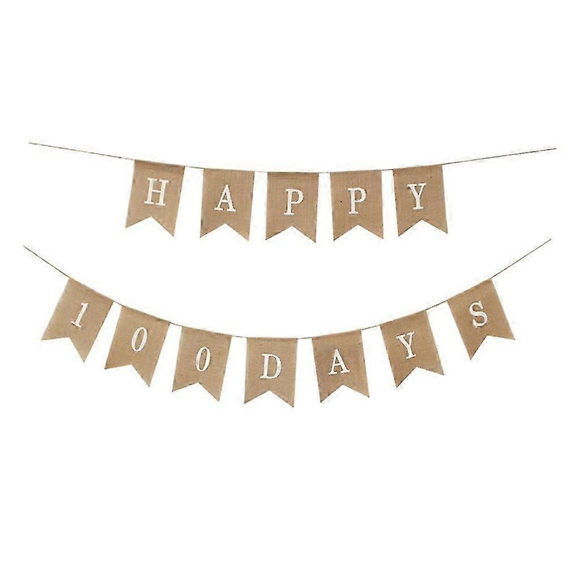 Birthday Banners 100 Days Celebration Banner Khaki Color 18x13cm Size Indoor Outdoor Decorations 1 Set