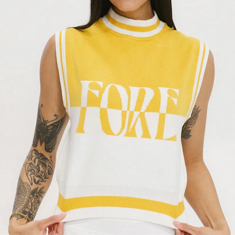 Fore All Fore S/L Sweater – Mustard/White