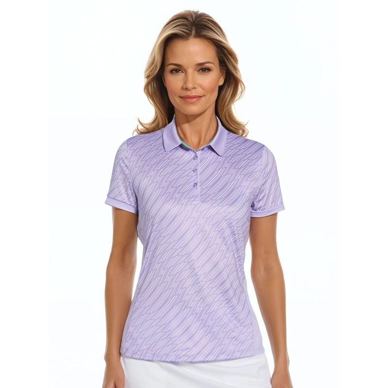 Women’s Wave Stripe Golf Polo|Pastel Lilac|Pastel Lilac-ZZ|Pastel Lilac-BE|XS|S|M|L|XL|XXL