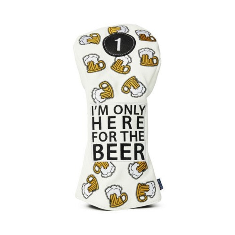 Here For Beer Driver Headcover – White