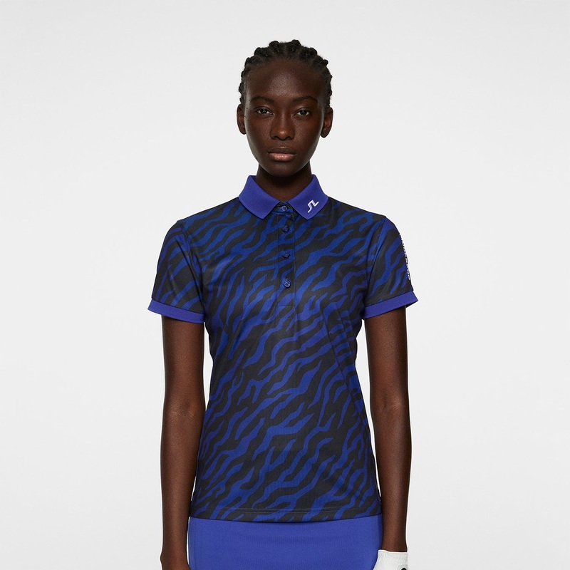 J.Lindeberg Ladies Short Sleeve Tour Tech Tiger Print Polo