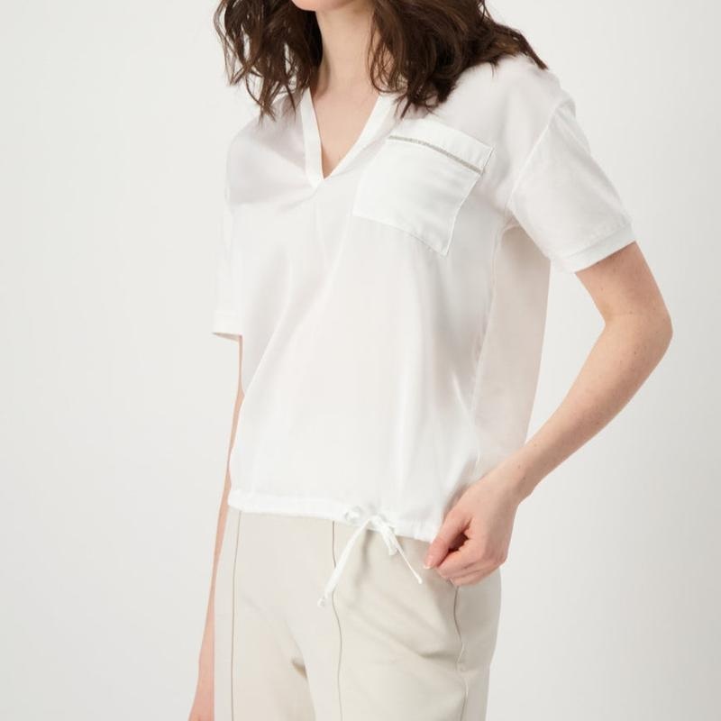 Monari Silky Drawstring Top – Ivory
