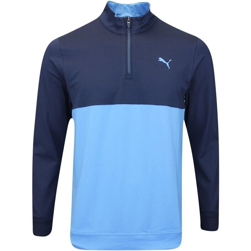 Puma Gamer Colour Block 1/4 Zip Pullover Navy Blazer/Regal Blue UK Size Small