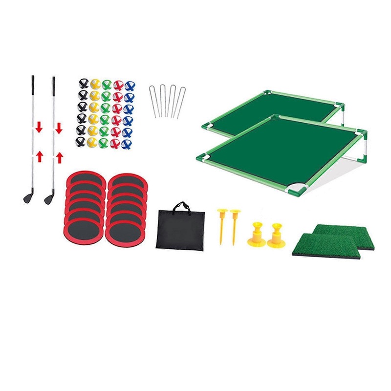 Golf Pong Set, Golf Putting Green Mat, Kids Outdoor Toy, Party Activities, Golf Putting Practice Training Equipment for Family Gatherings, Double Rack