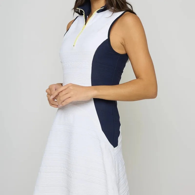 L’Etoile Zip Front Dress – White/Navy