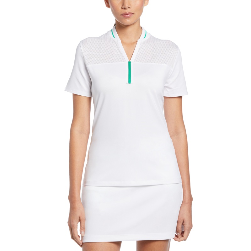 Women’s Mesh Block Golf Top|Brilliant White|XS|S|M|L|XL|XXL