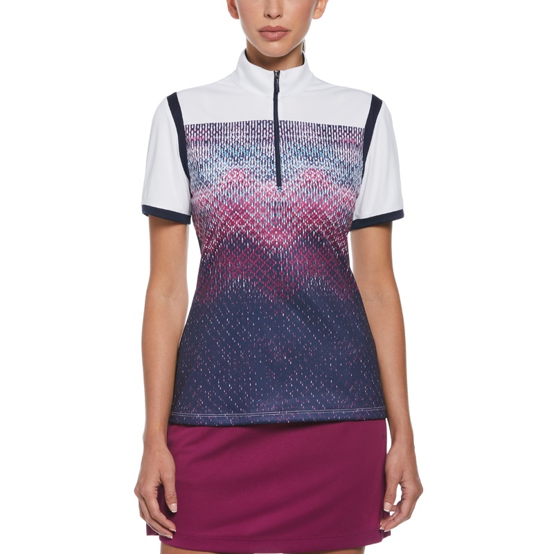 Women’s Texture Block Mock Neck Golf Polo
