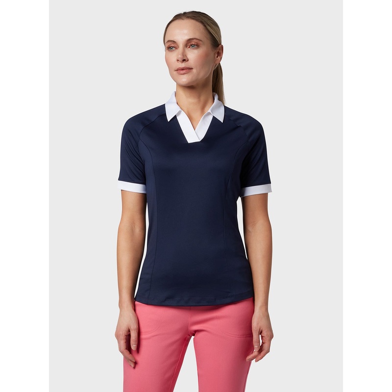 Callaway Ladies Short Sleeve Colour Block Polo Shirt in Peacoat Navy