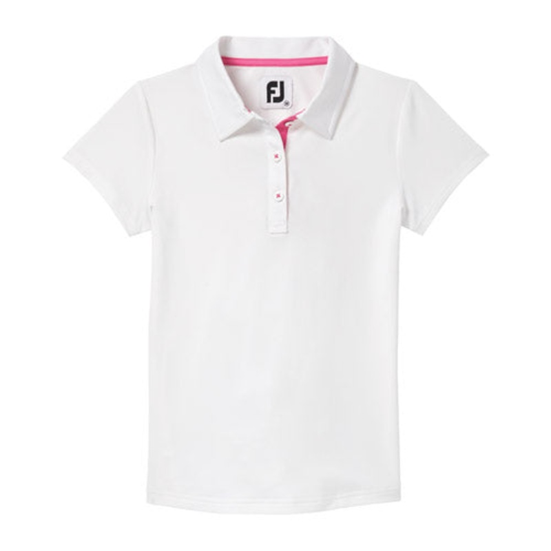 FootJoy Junior Girl Golf Print Polo –  White