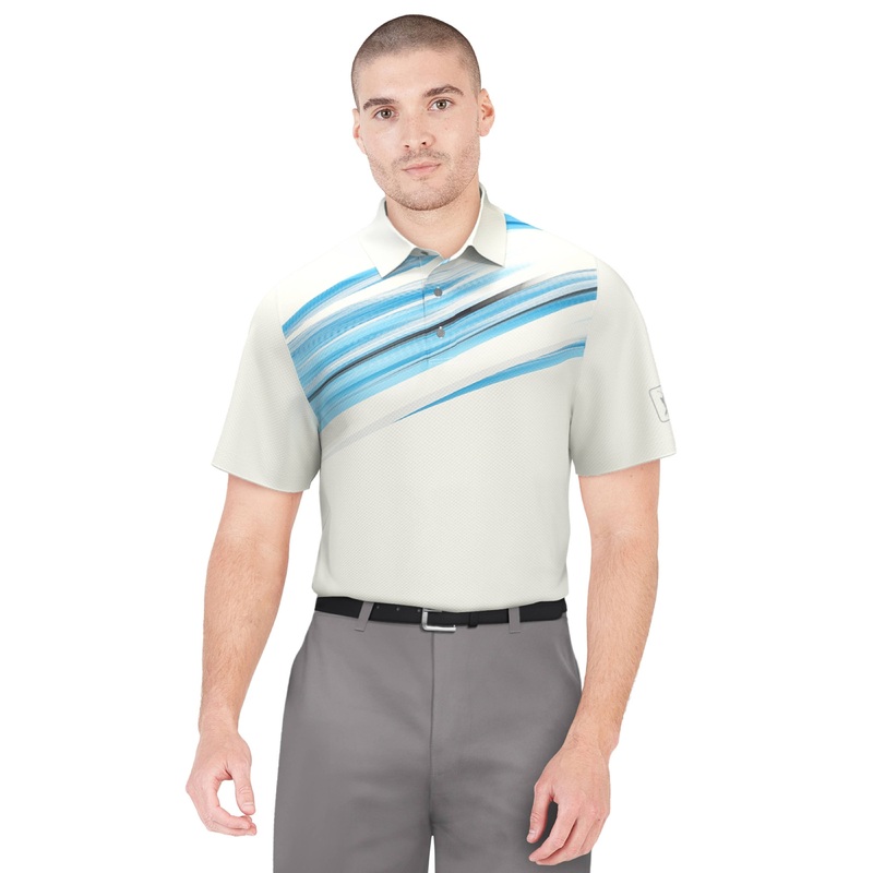 Men’s Brush Stroke Asymmetric Print Golf Polo