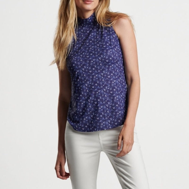 Peter Millar Scottie Print Mock – Blue