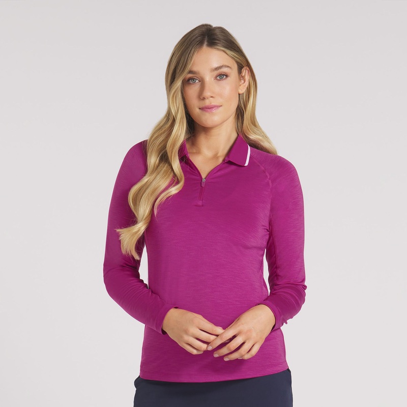 Puma Golf Ladies Long Sleeve Zip-Neck Top in Magenta – Last One XXL Only Left