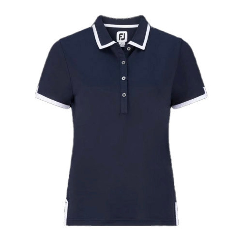 FootJoy Women’s Stretch Pique Trim Polo – Navy/White
