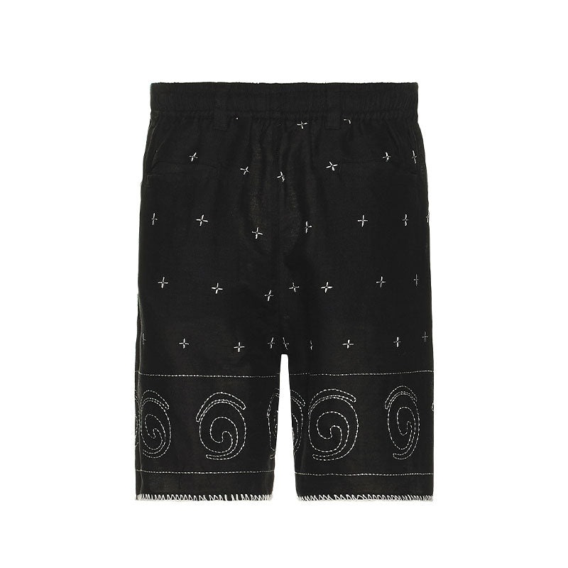 MALBON GOLF Ronin Linen Paradise Men’s Shorts (Black)