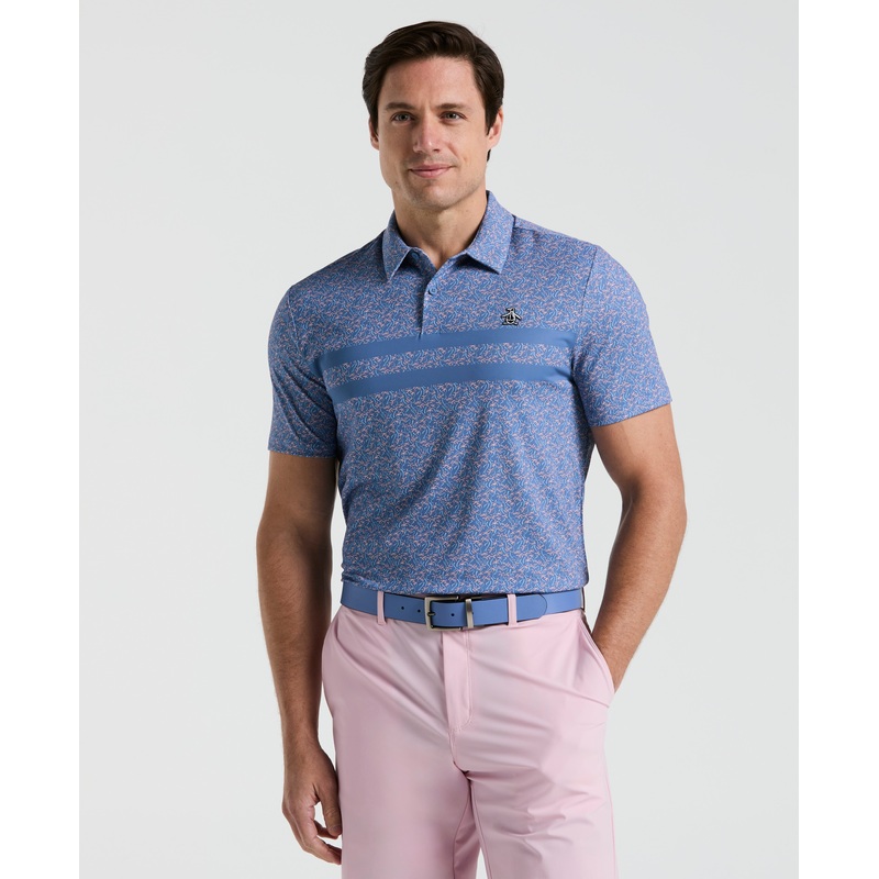 Men’s Engineered Novelty Stripe Printed Golf Polo