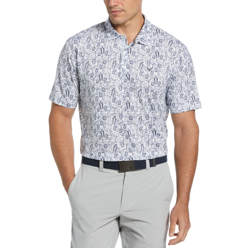 Men’s Linear Cocktail Polo|White|S|M|L|XL|XXL|XXXL