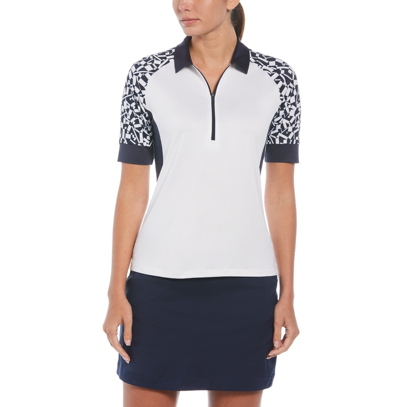 Women’s Two-Tone Geometric 1/4 Zip Golf Polo