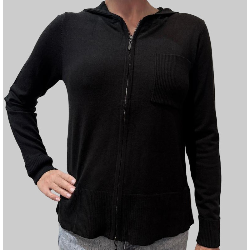 Atelier by Lyse Spenard Hooded Zip Sweater – Black