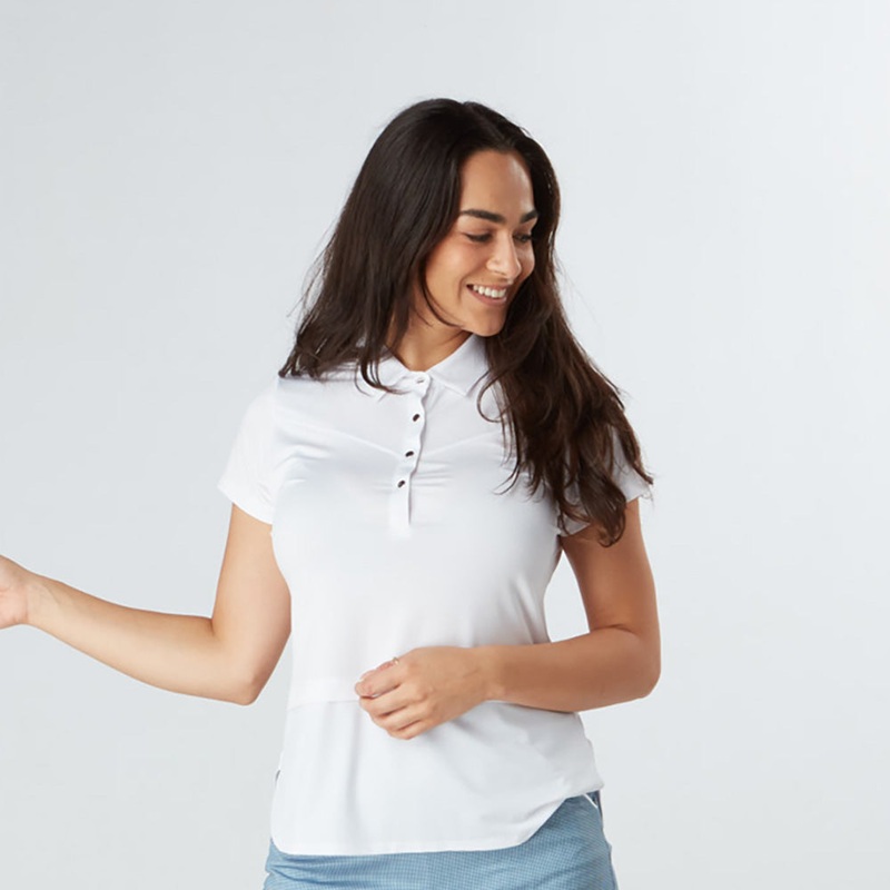 Swing Out Sister White Cap Sleeve Golf Polo