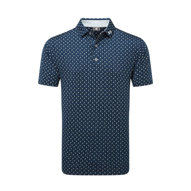 FOOTJOY Flower Bud Foulard Lisle Men’s Polo (Navy)