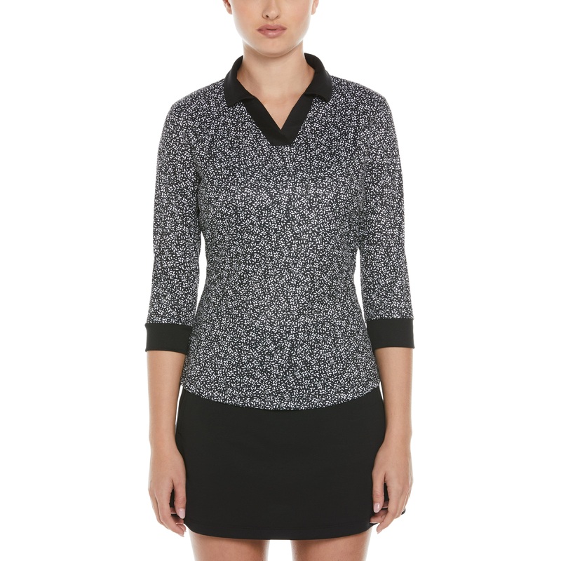 Women’s Essentials Plus Geo Print Open Placket Golf Polo
