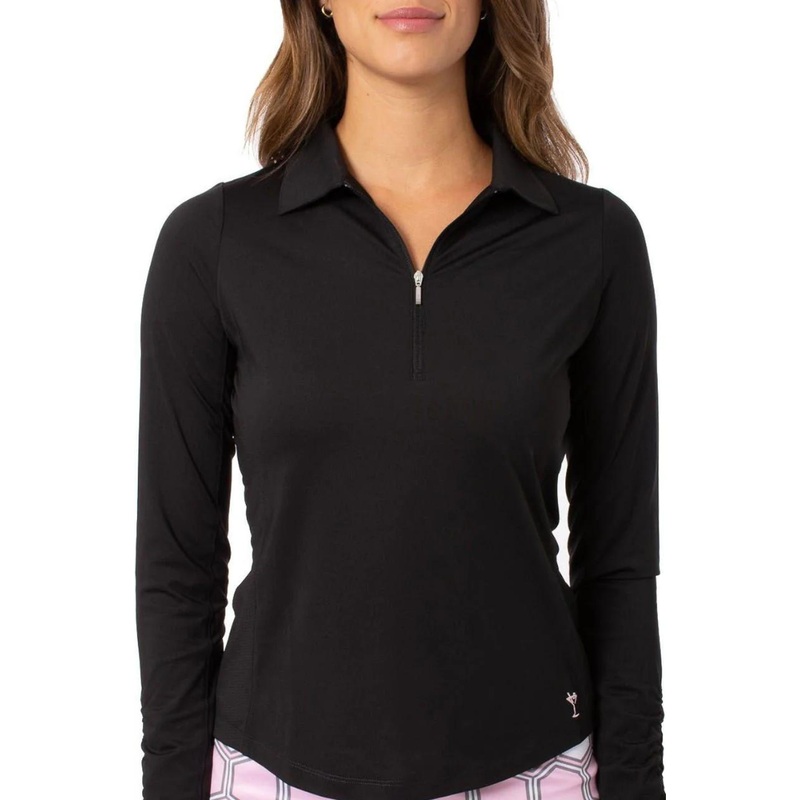Golftini L/S Zip Tech Polo (no mesh) – Black