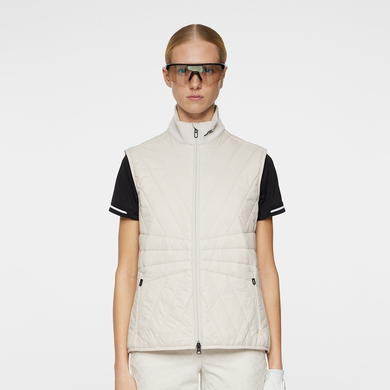 J Lindeberg Ladies Holma Quilt Hybrid Vest in Moonbeam – Last One Large Only Left