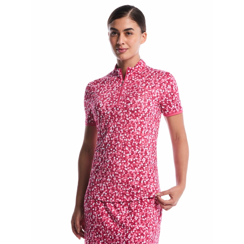Women’s Confetti Zip Polo|Chateau Rose|XS|S|M|L|XL|XXL