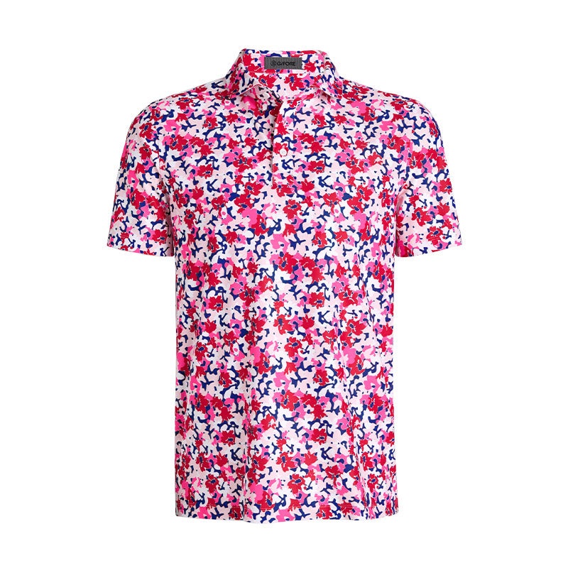 GFORE Camo Floral Tech Pique Men’s Polo (Lava)