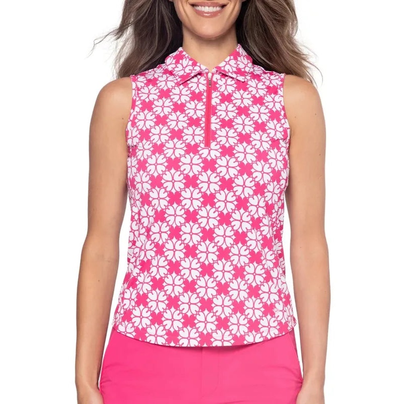 Golftini Cool Girl S/L Polo – Pink Floral
