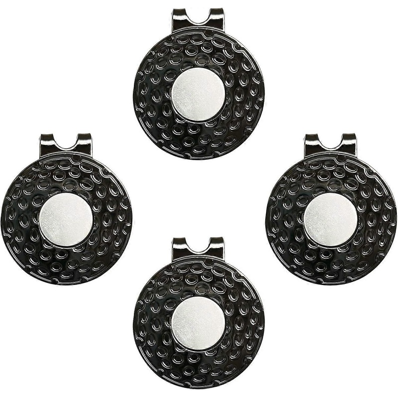 Magnetic Golf Hat Clips 4 PCS Ball Marker Holders for Golf Gloves Hats Bags Caps Visor Belt (Black)