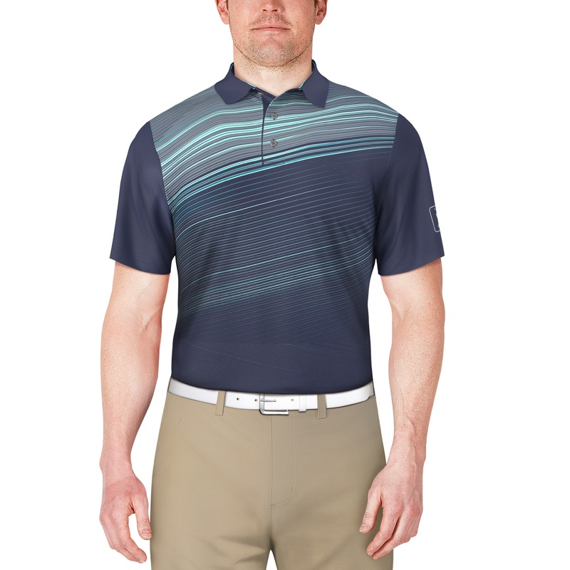 Men’s Asymmetric Stripe Print Golf Polo